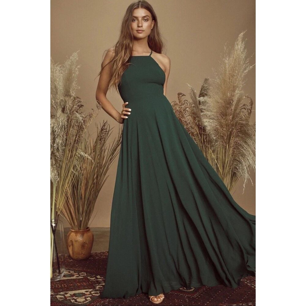 Lulu's Mythical Kind Of Love Deep Teal Green Spaghetti-Strap Maxi Dress Size S